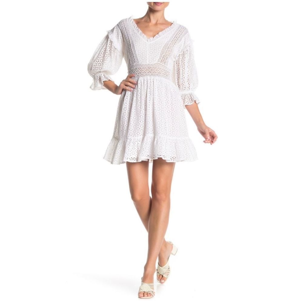 love Sam M Vivienne Eyelet Embroidery Mini Dress